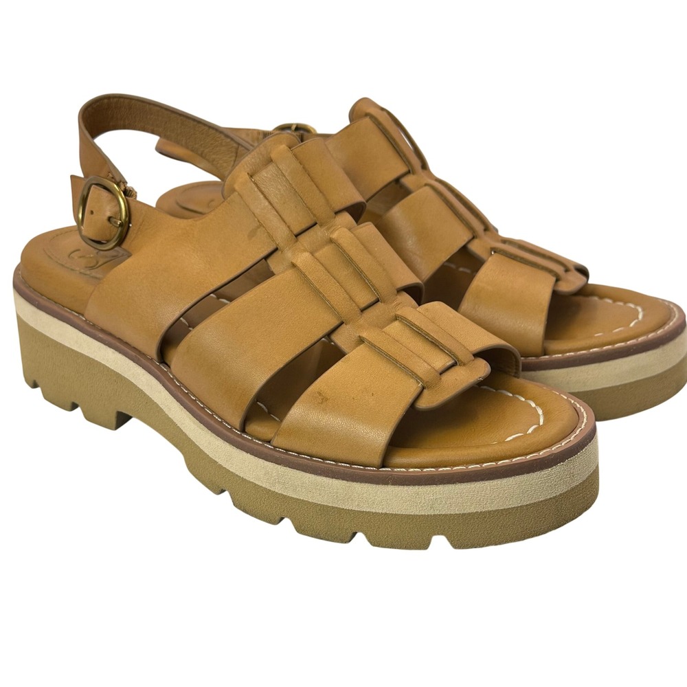 Sofft Women's Patrina platform leather sandals Tan Gladiator Chunky Lug Sole 6.5